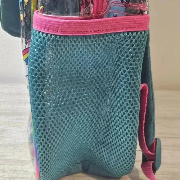 Rainbows and Unicorns Kids Clear Double Zip Bookbag with Mesh Side Pockets - Picture 4 of 9